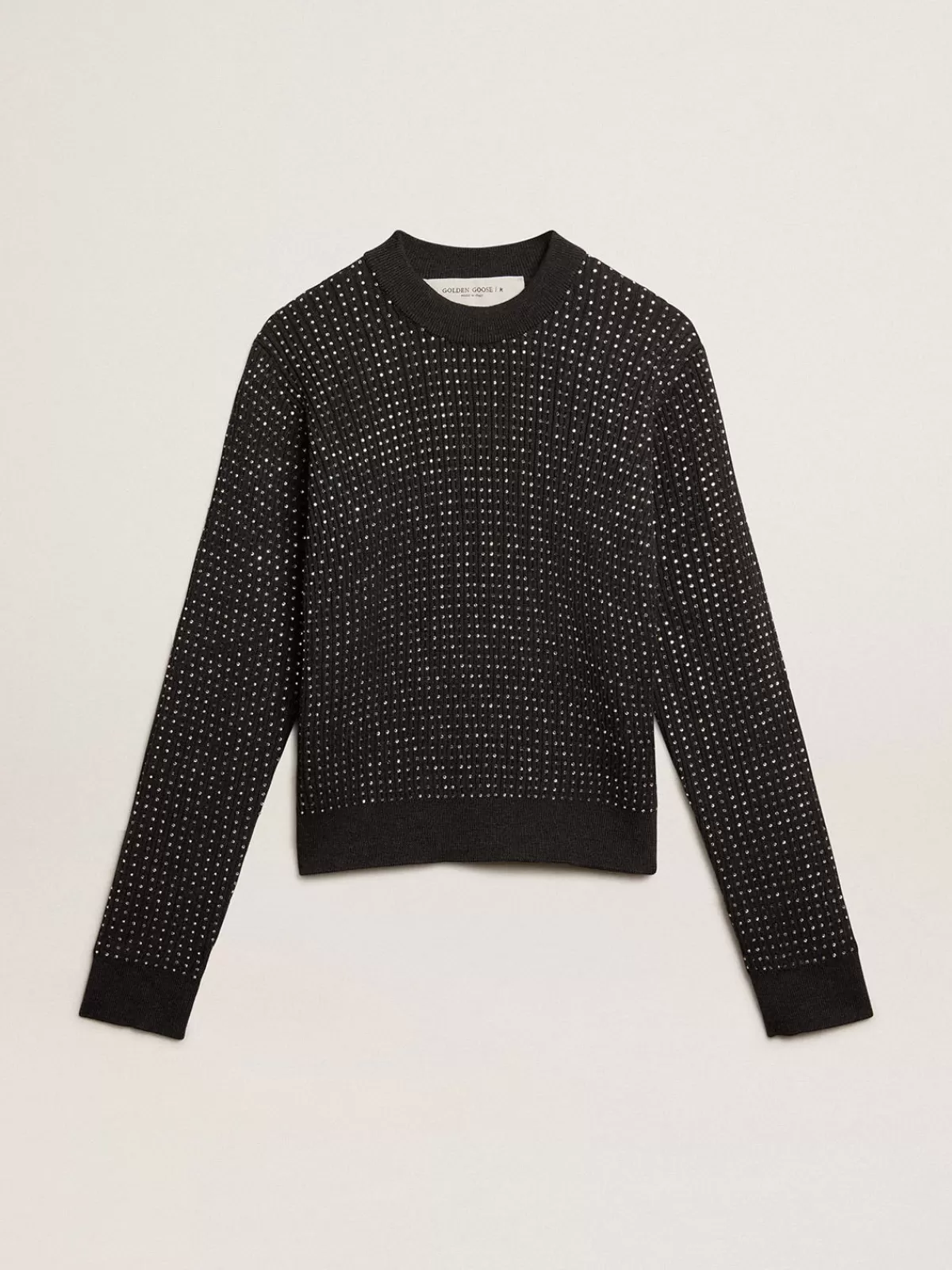 Golden Goose Round-neck sweater in merino wool with all-over crystals Sale