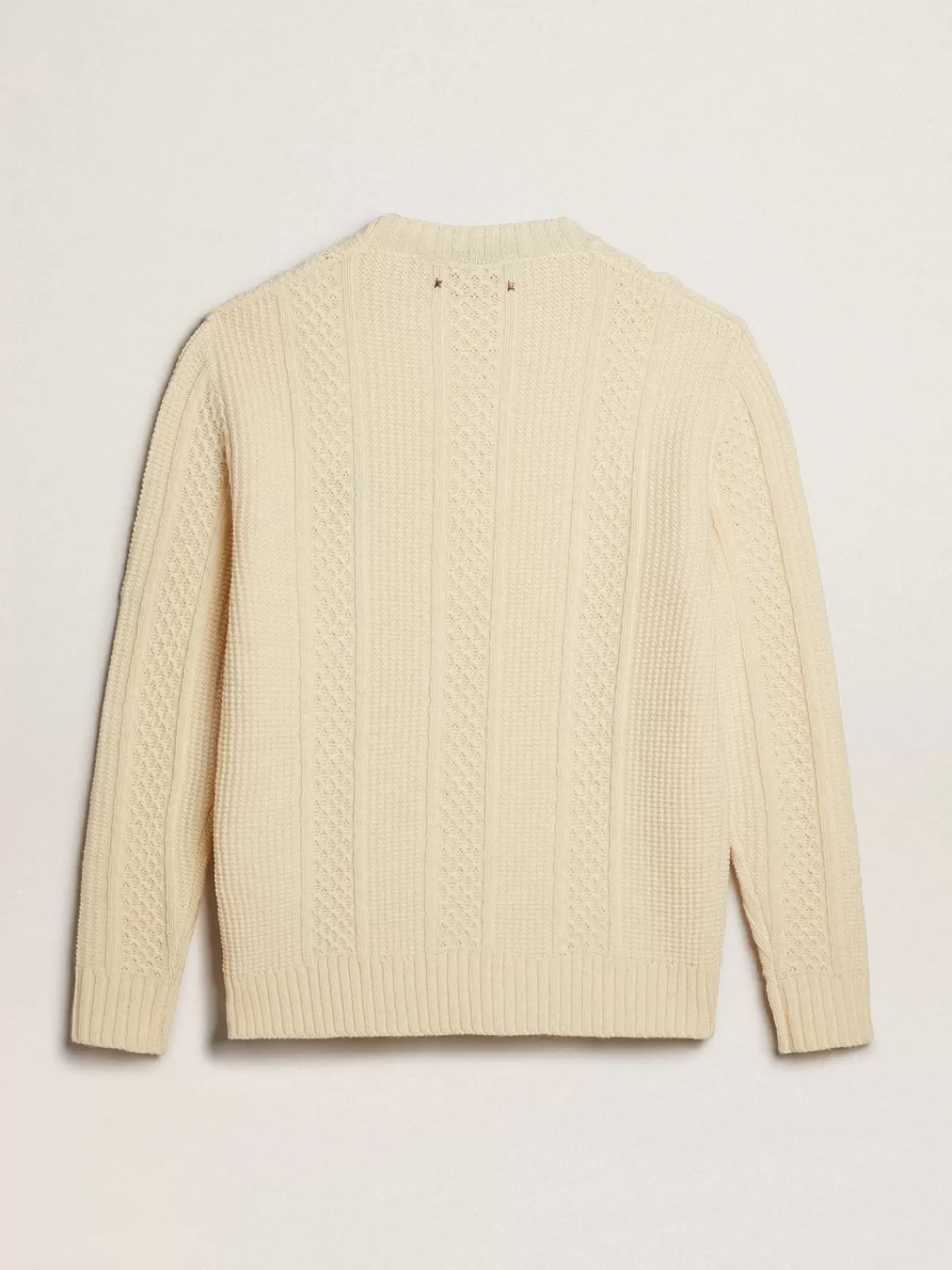 Golden Goose Round-neck sweater in wool with embroidery on the heart black Shop