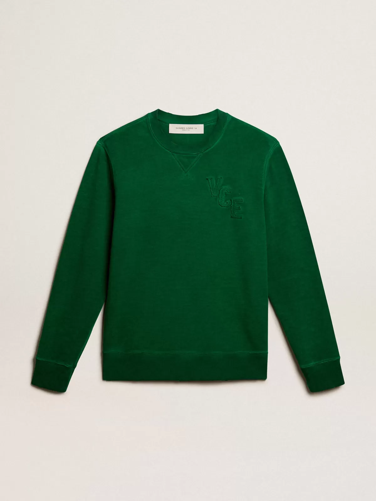 Golden Goose Round-neck sweatshirt in cotton fleece green Cheap