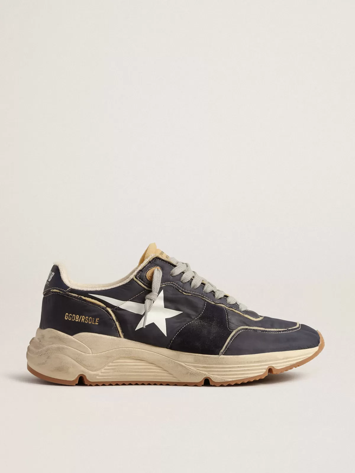 Golden Goose Running Sole in blue nylon with white printed star Fashion