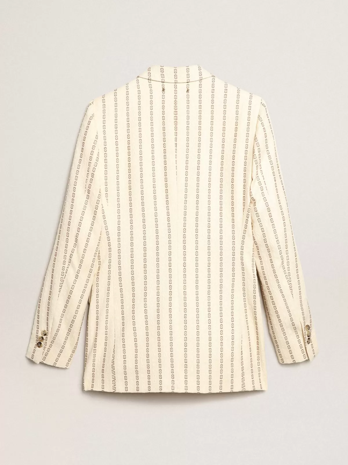 Golden Goose Single-breasted cream cotton blazer with jacquard motif Store