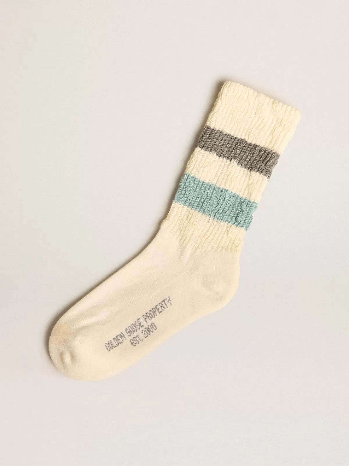 Golden Goose Socks in aged white with two-tone stripes Fashion