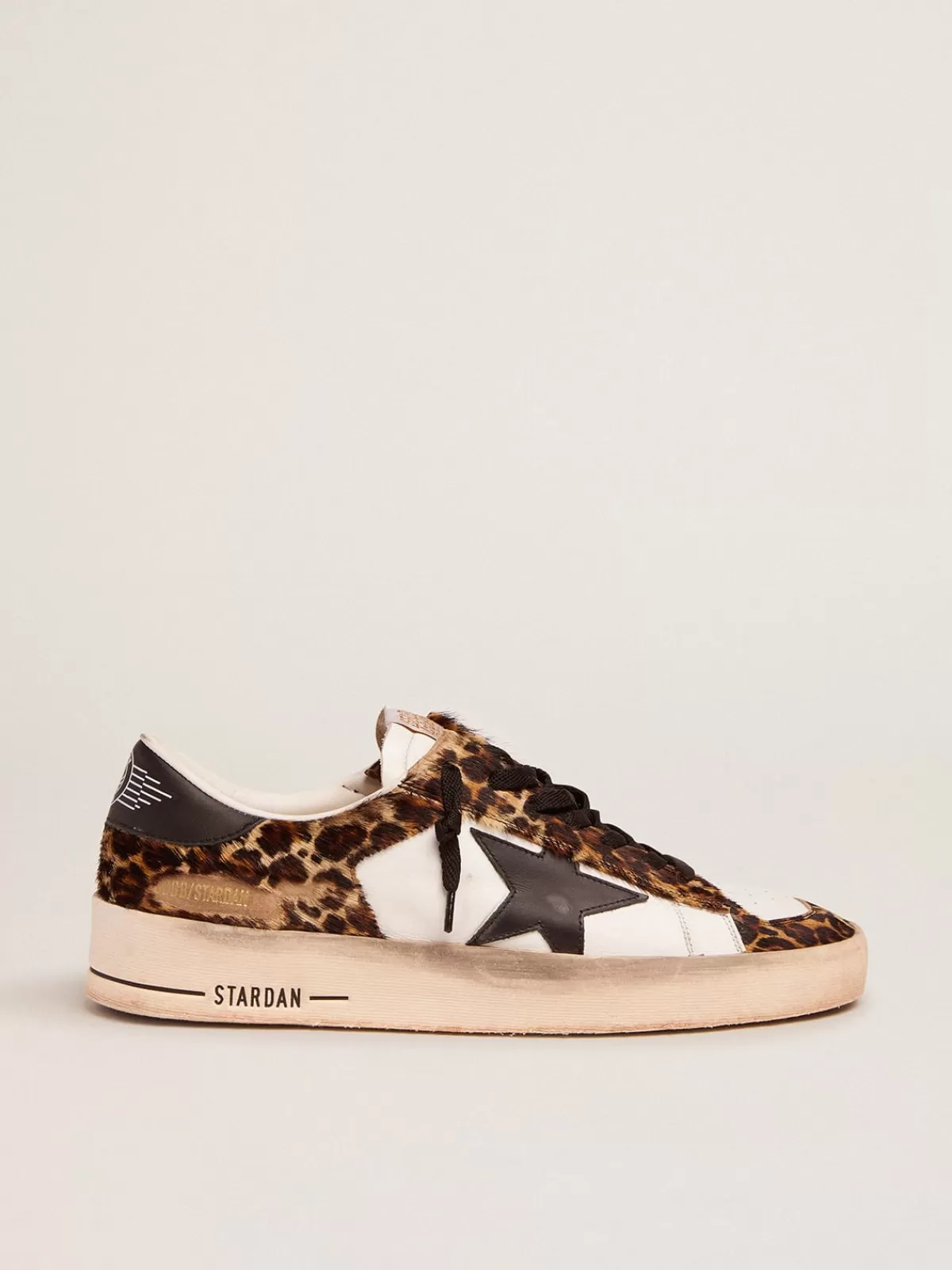 Golden Goose Stardan sneakers in leopard-print pony skin and black star Clearance