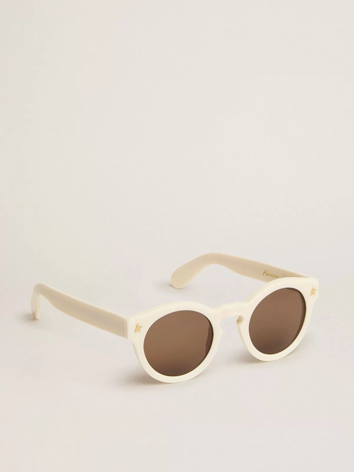 Golden Goose Sunglasses Panthos model with frame and gold details white Online