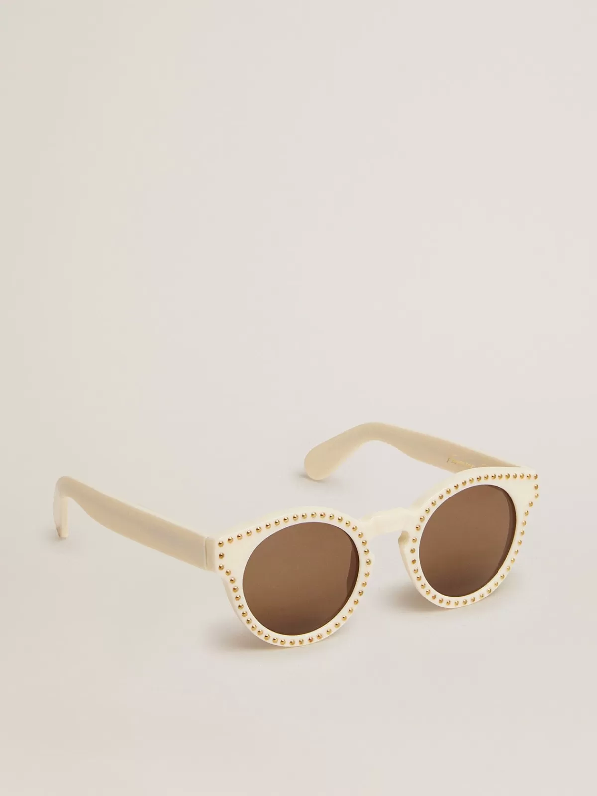 Golden Goose Sunglasses Panthos model with frame and gold studs white Hot