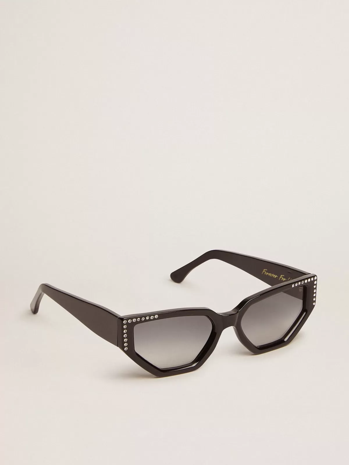 Golden Goose Sunglasses rectangular model with black frame and crystals pink Flash Sale