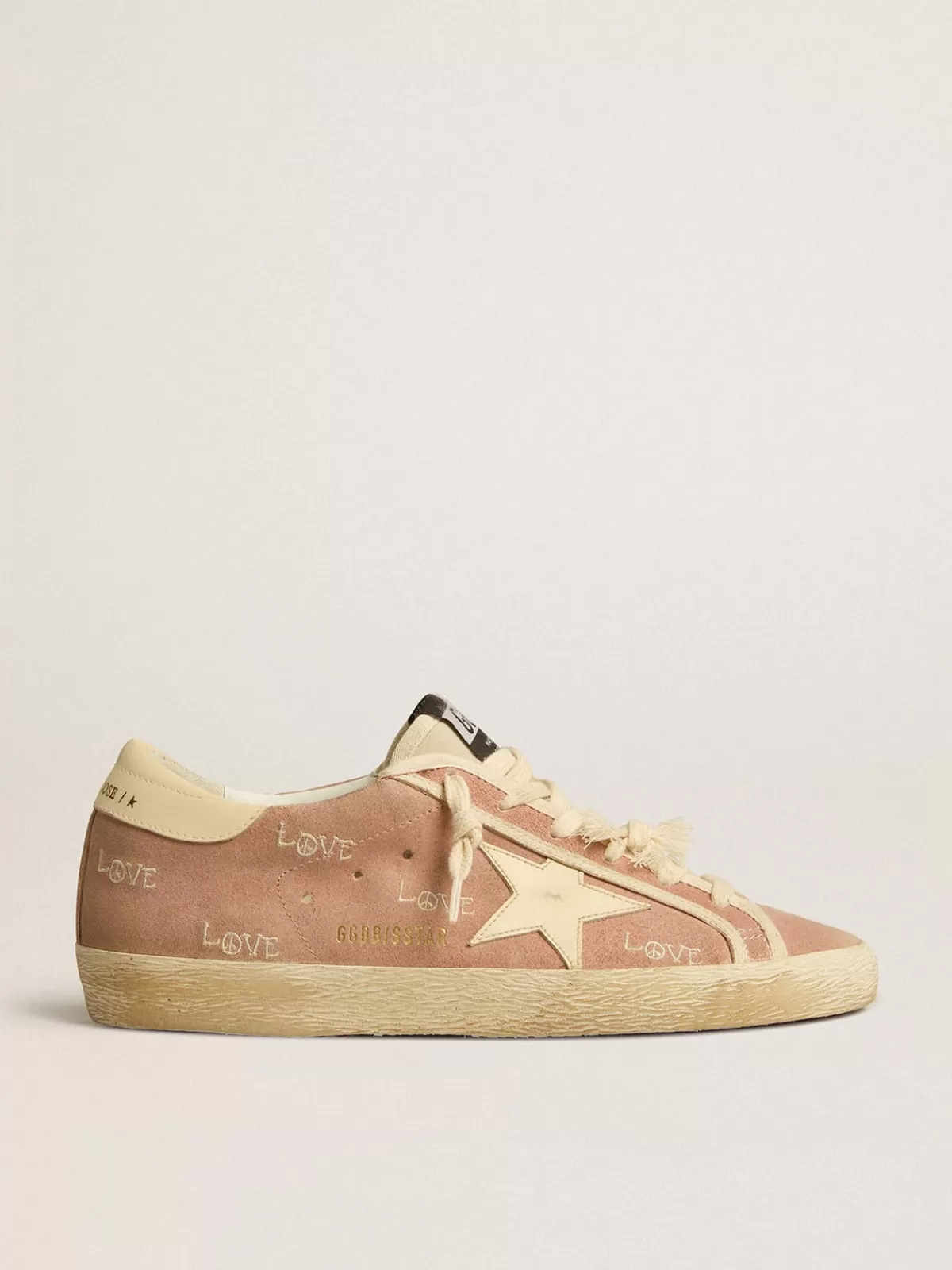 Golden Goose Super-Star in powder-pink suede with cream leather star Cheap