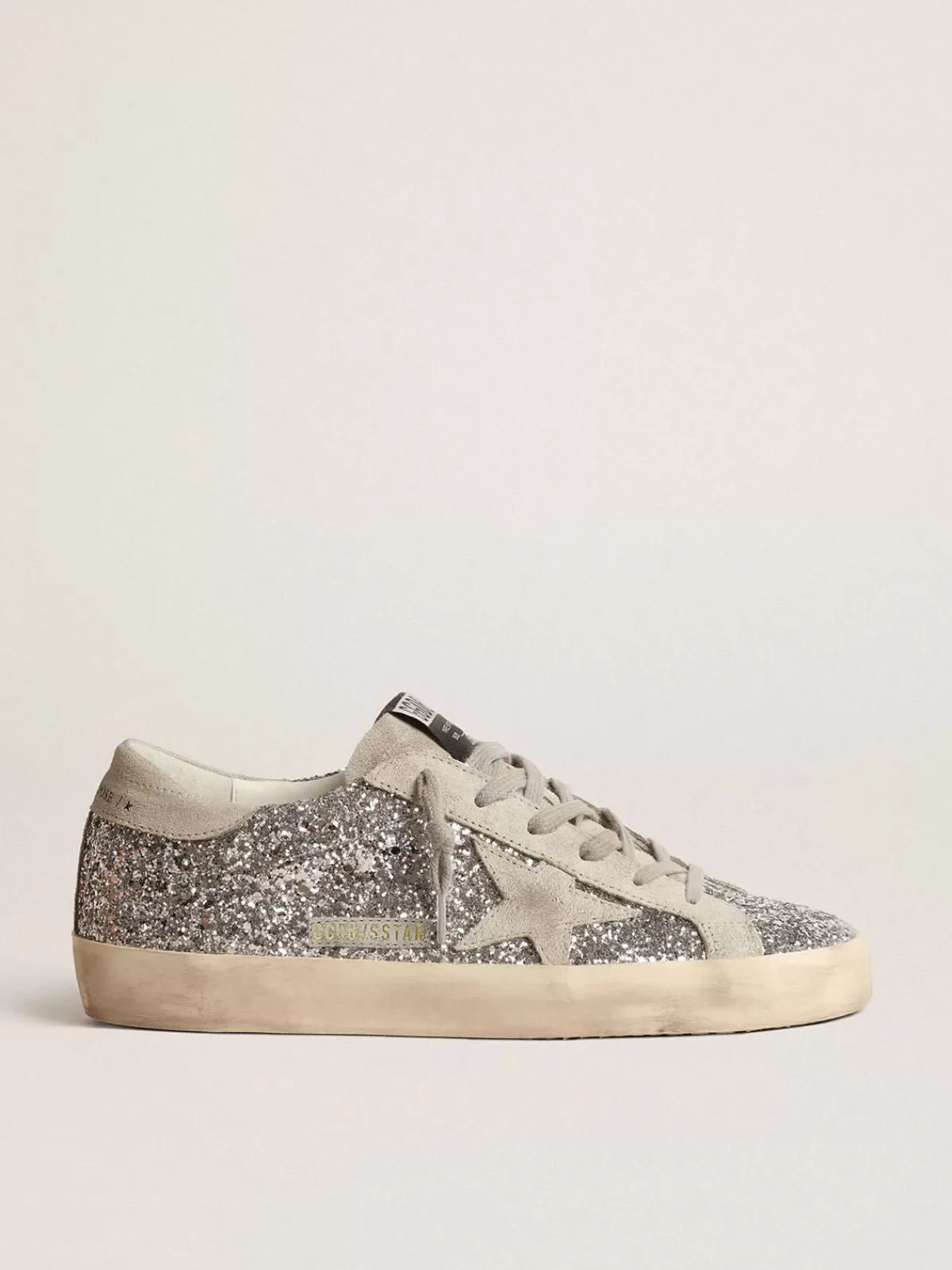 Golden Goose Super-Star in silver glitter with ice-gray suede star Fashion