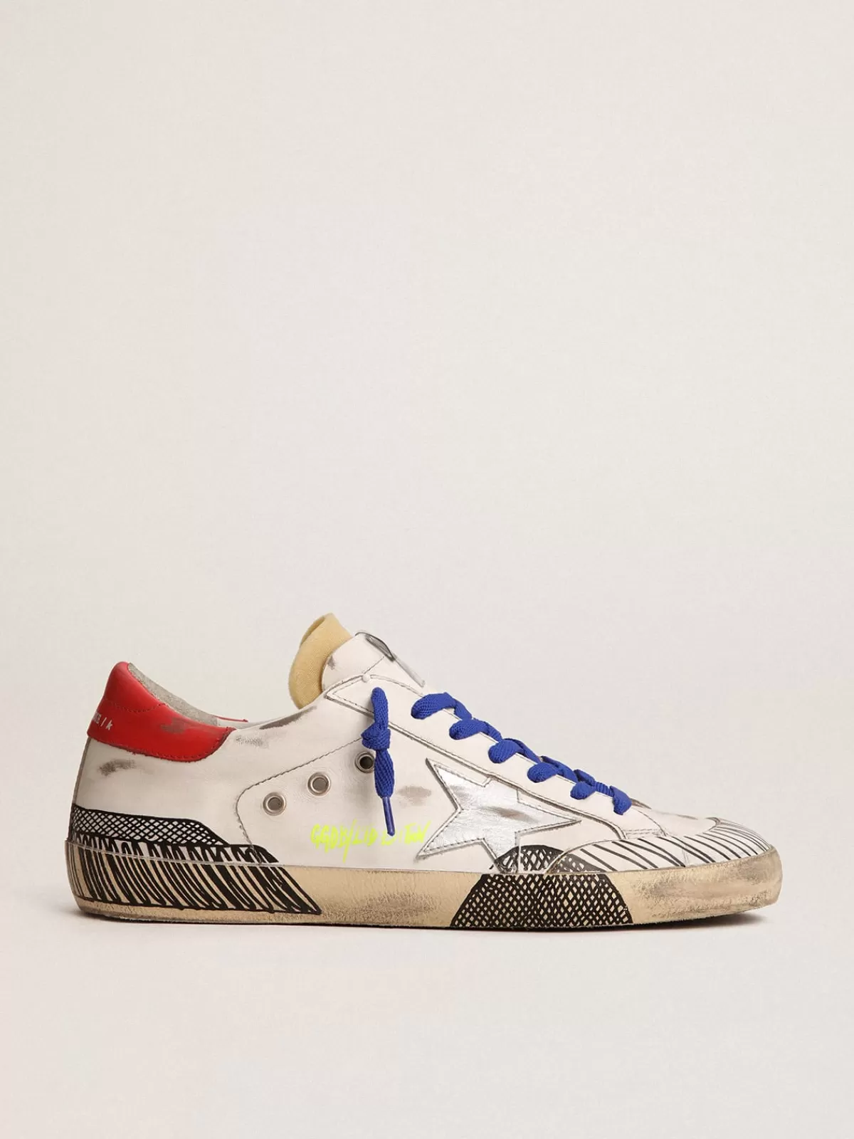 Golden Goose Super-Star LAB sneakers in leather and multi-foxing-effect print white Online