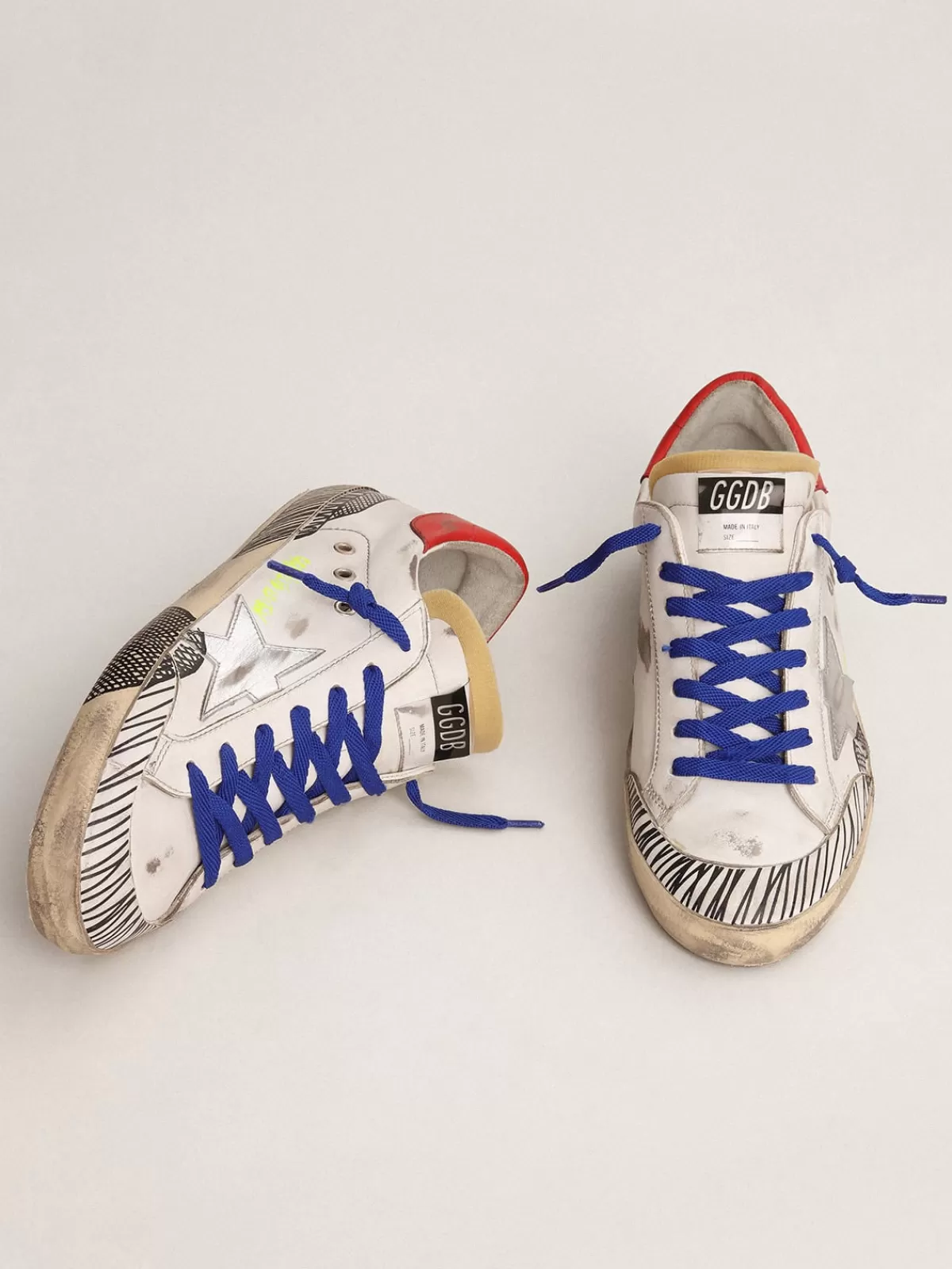 Golden Goose Super-Star LAB sneakers in leather and multi-foxing-effect print white Online