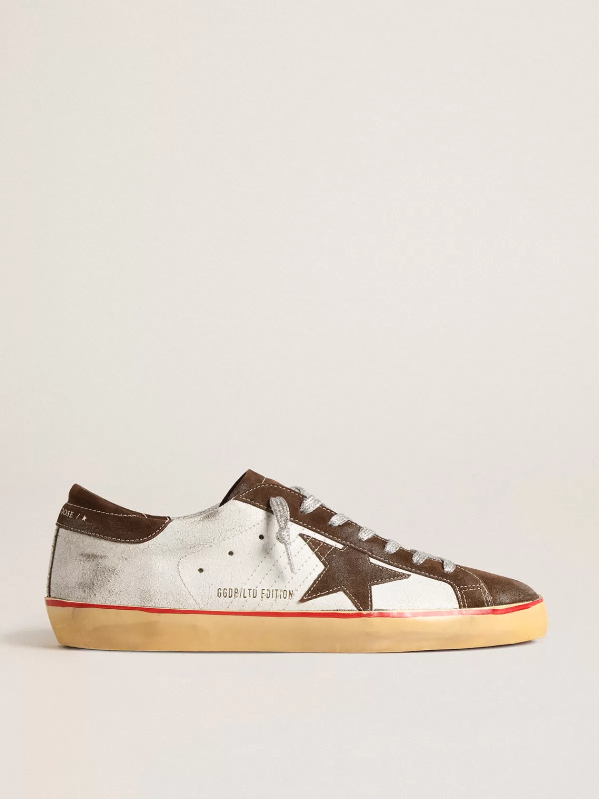 Golden Goose Super-Star LTD with brown suede star and heel tab Flash Sale