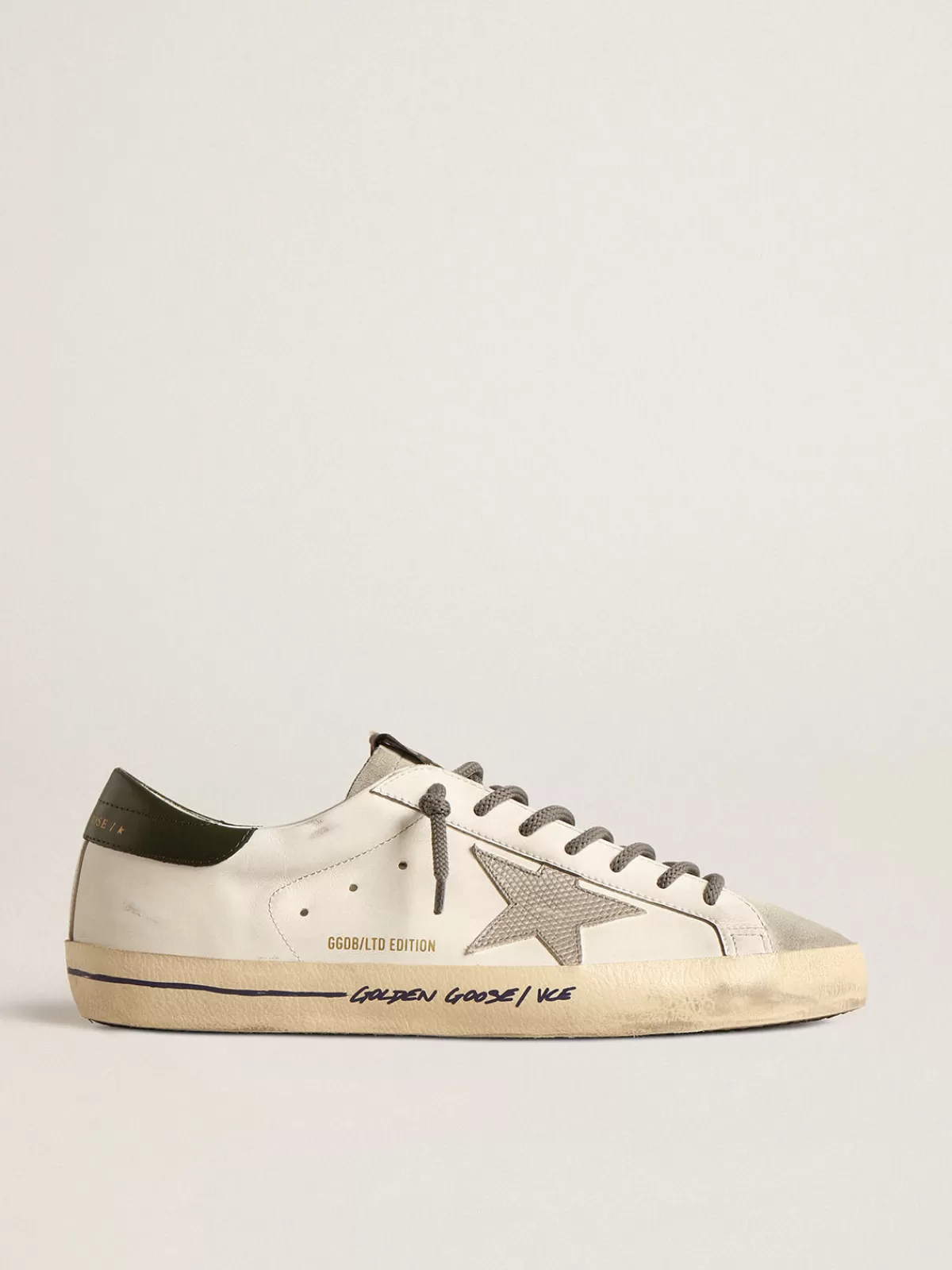 Golden Goose Super-Star LTD with croc-print star and green heel tab white Cheap