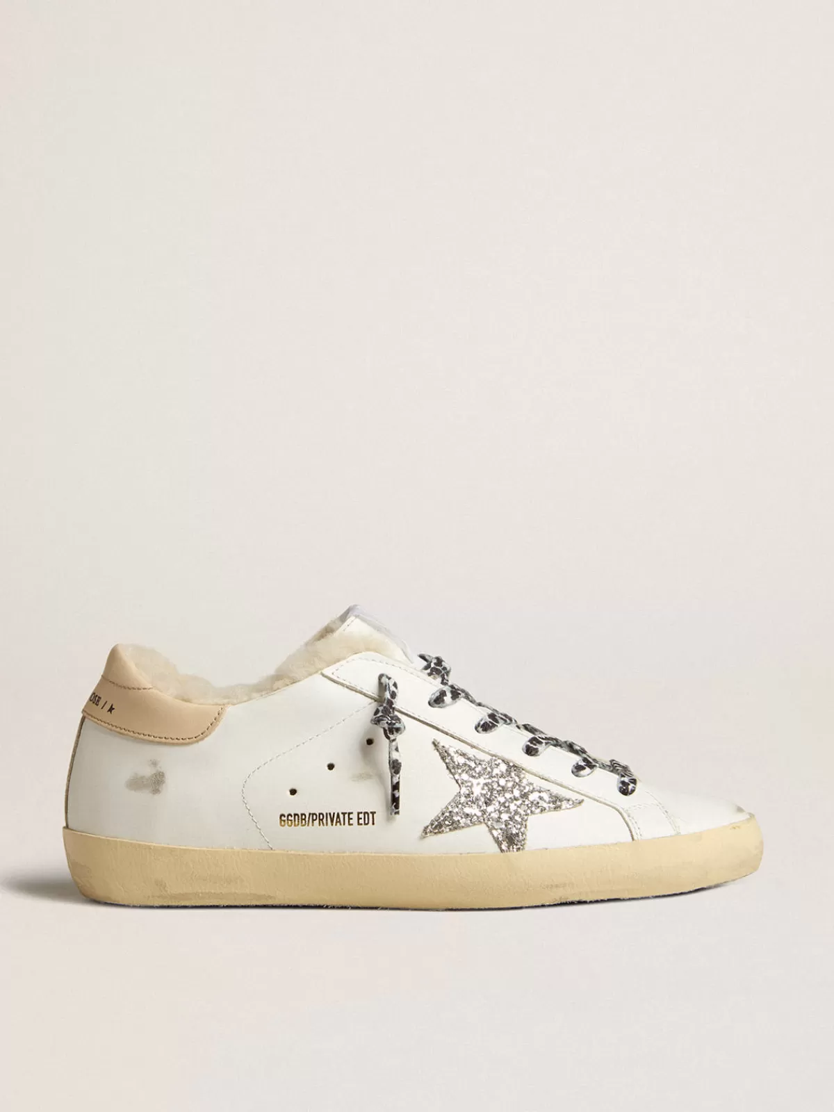 Golden Goose Super-Star LTD with shearling lining and silver glitter star white Shop