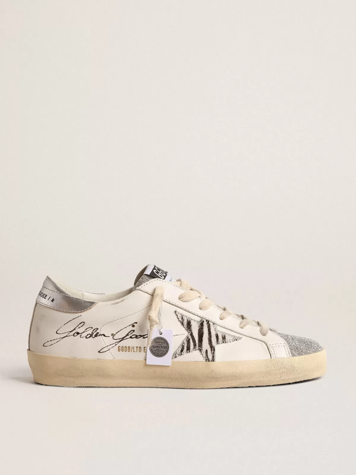 Golden Goose Super-Star LTD with silver Swarovski crystal tongue white Fashion