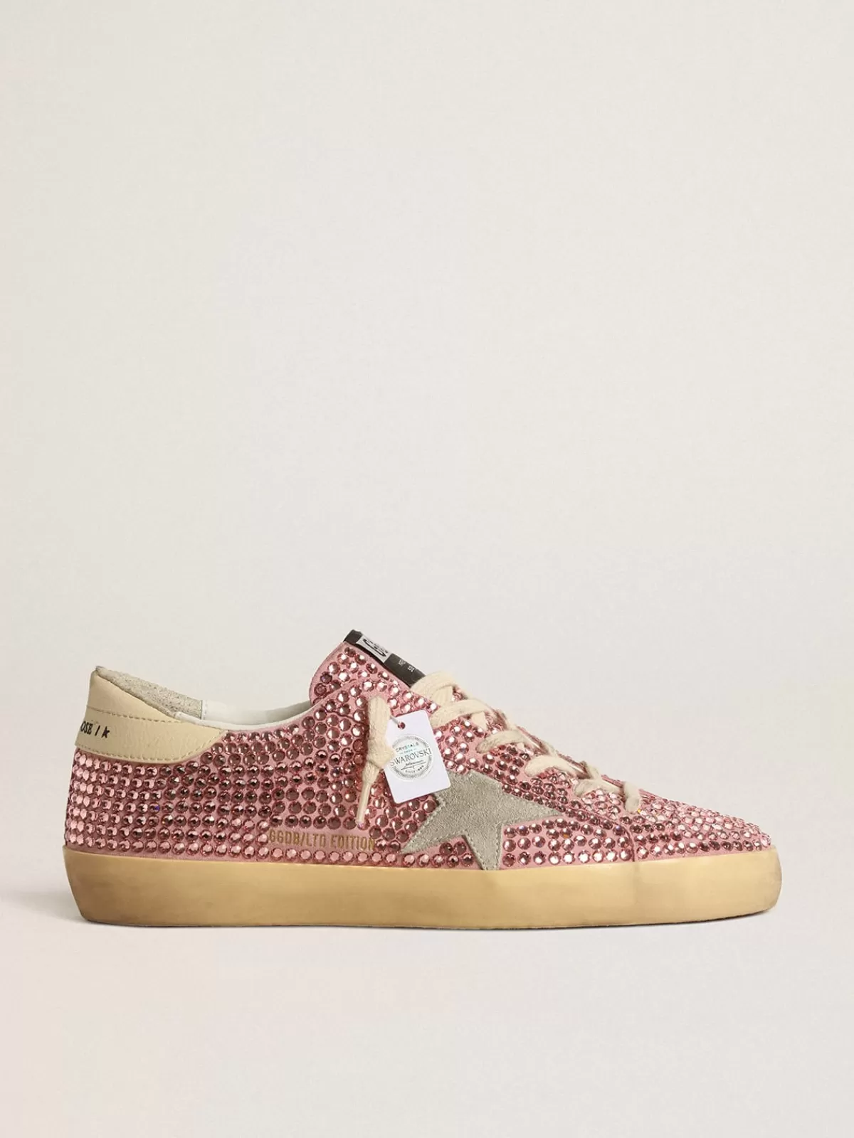 Golden Goose Super-Star LTD with suede star and pink Swarovski crystals Best