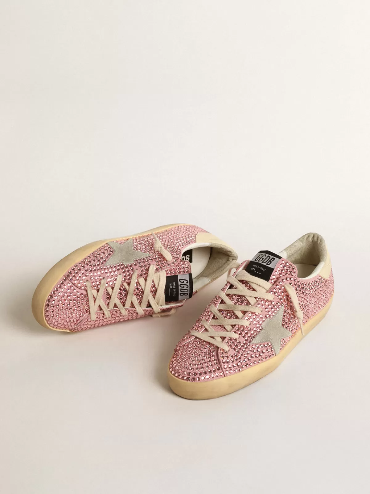 Golden Goose Super-Star LTD with suede star and pink Swarovski crystals Best