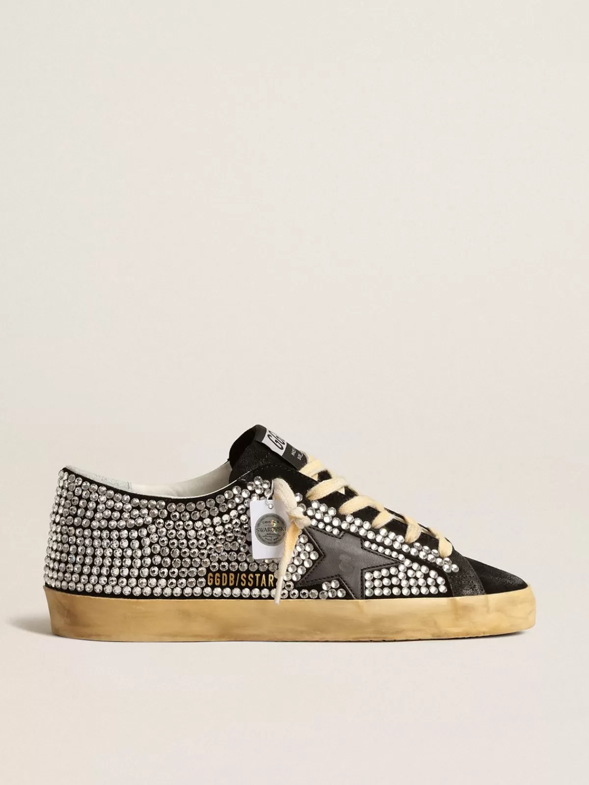 Golden Goose Super-Star LTD with Swarovski crystals and black leather star Clearance