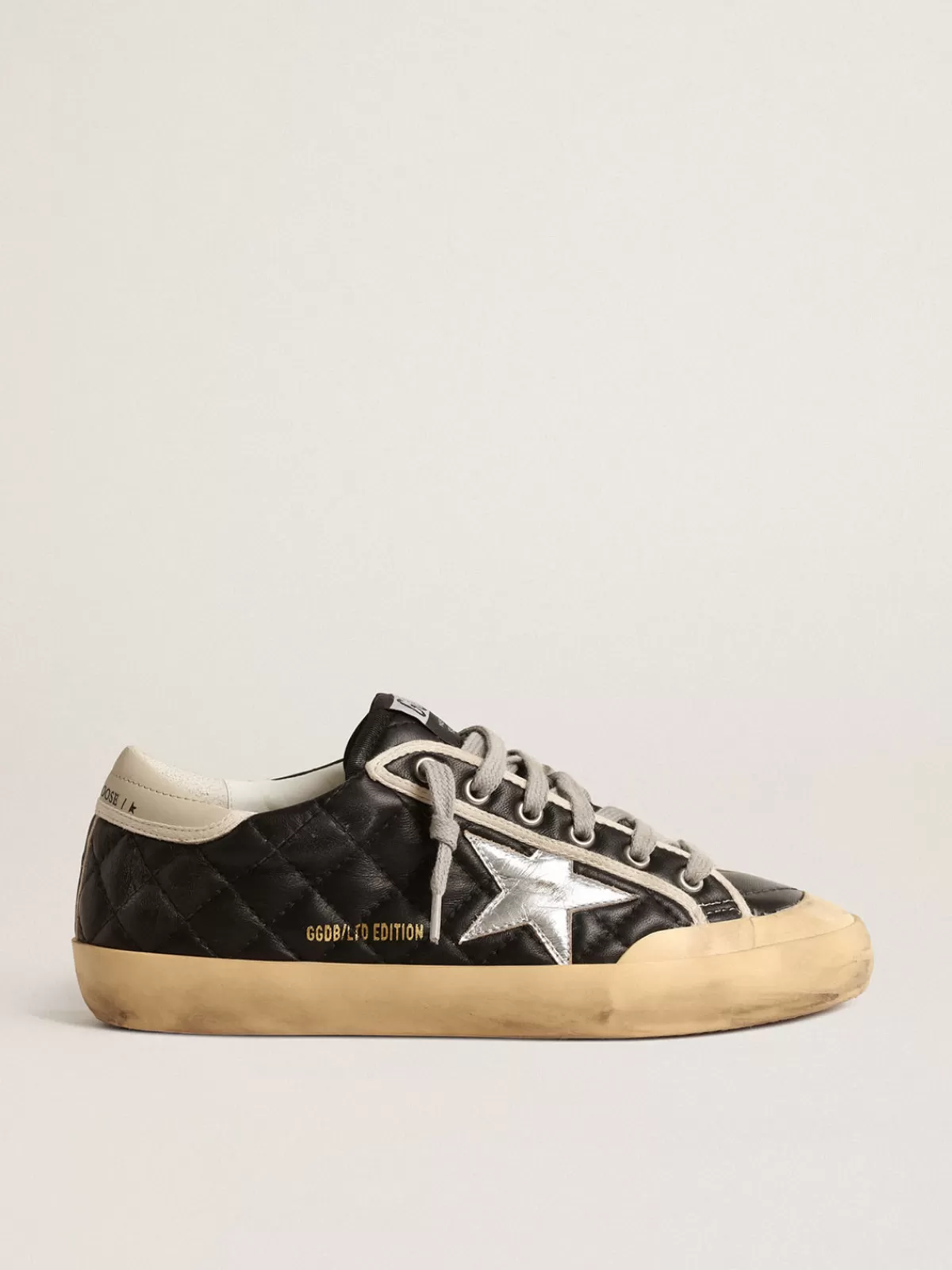 Golden Goose Super-Star Penstar in black matelassé nappa with silver star Cheap