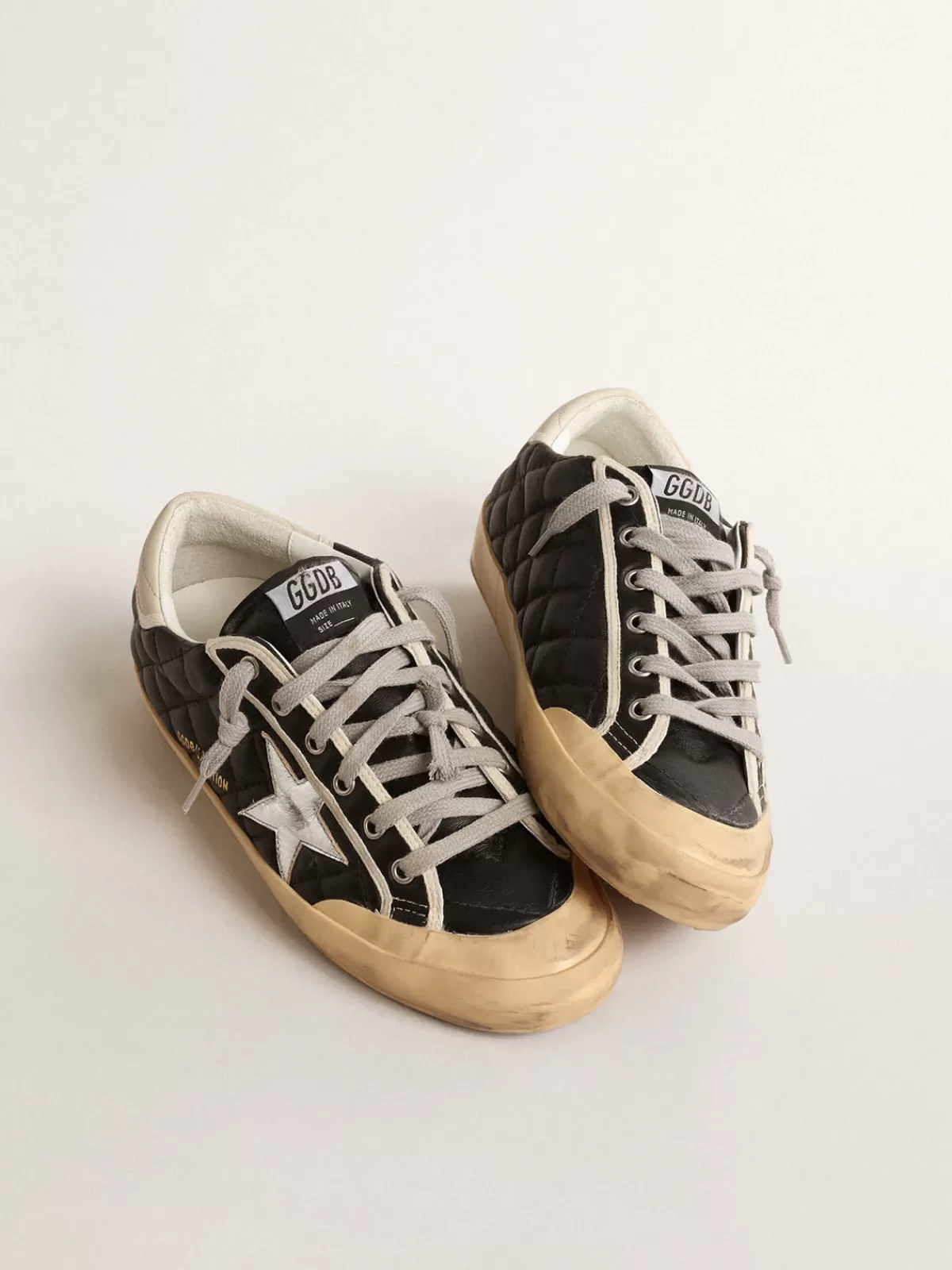 Golden Goose Super-Star Penstar in black matelassé nappa with silver star Cheap