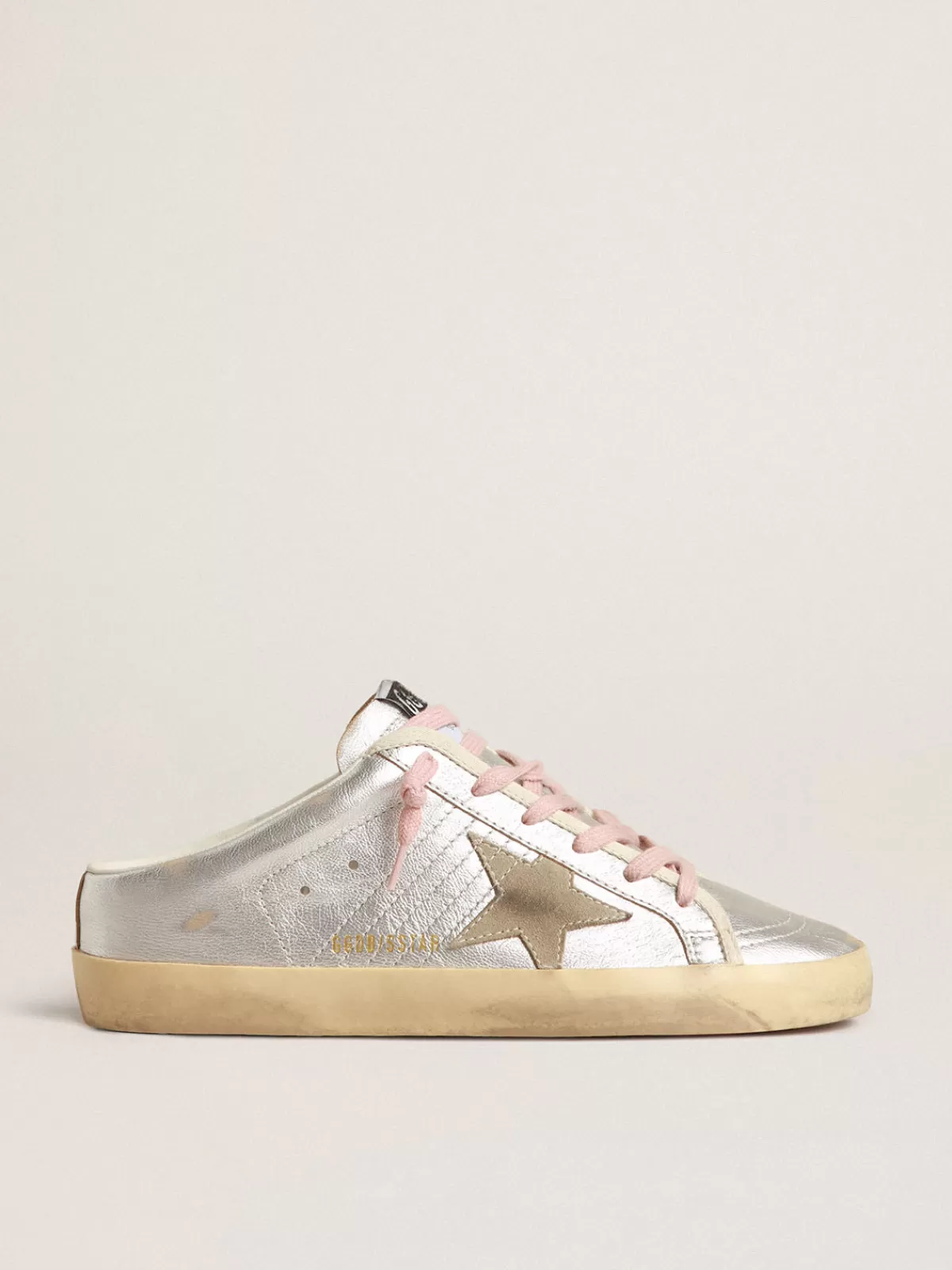 Golden Goose Super-Star Sabots in silver metallic leather with suede star Shop