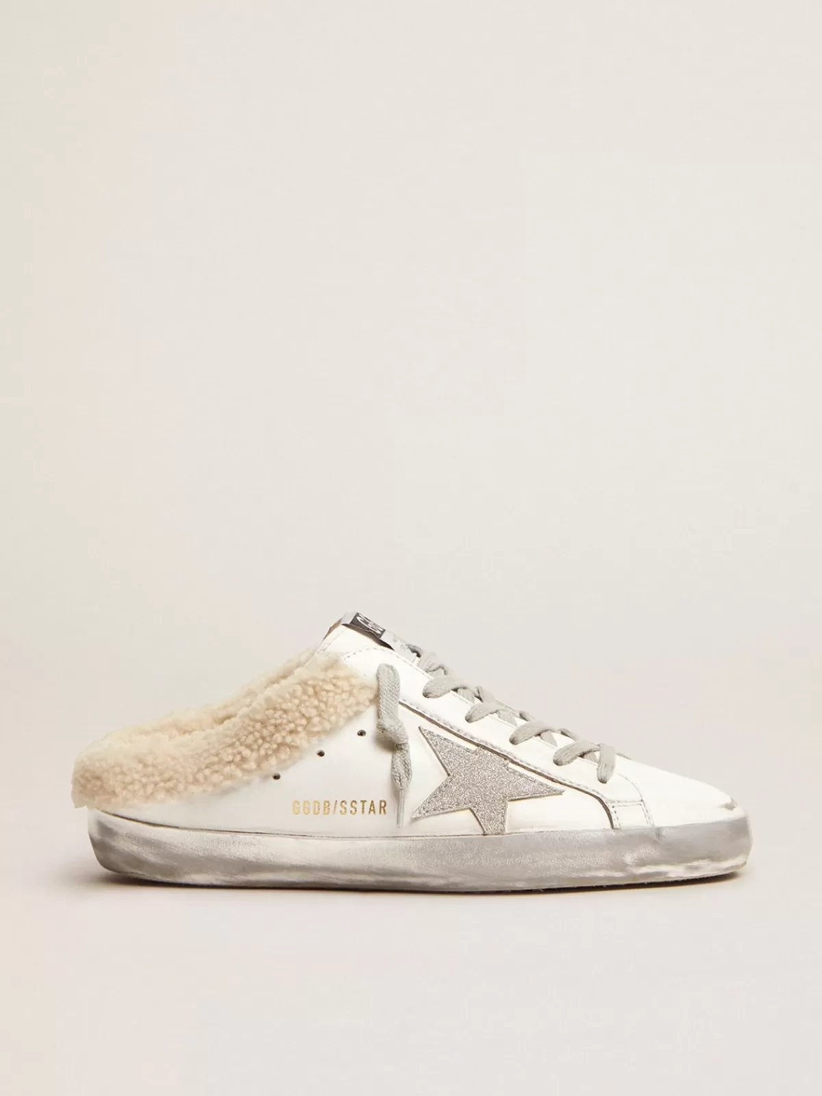 Golden Goose Super-Star Sabots in leather with shearling lining white Shop