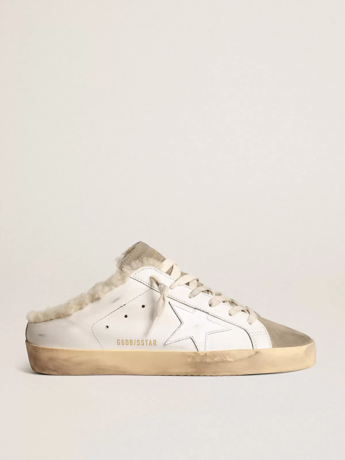 Golden Goose Super-Star Sabots with leather star and shearling lining white Discount