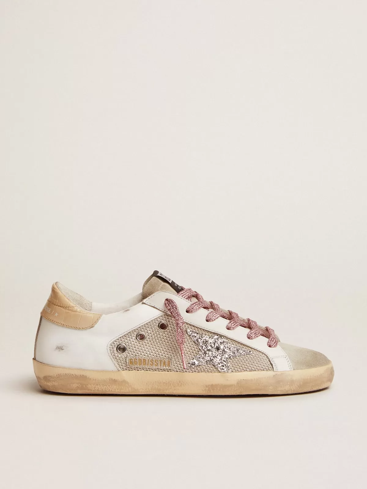 Golden Goose Super-Star sneakers in white leather and silver mesh whiteandsilver Clearance