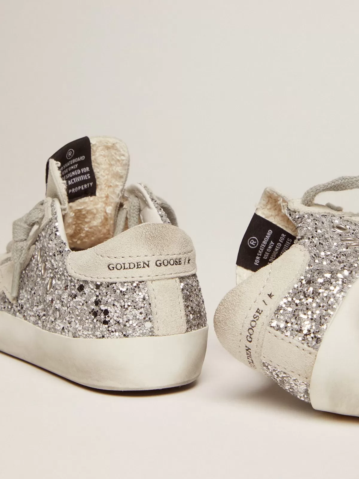 Golden Goose Super-Star Young with silver glitter Clearance