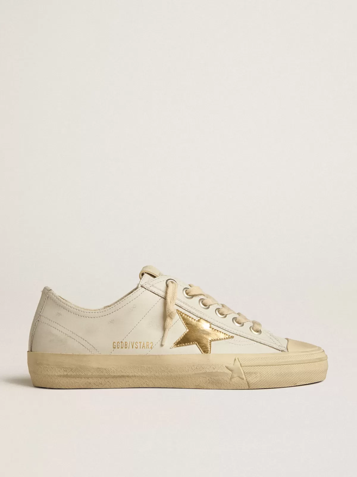 Golden Goose V-Star in leather with gold metallic leather star white Hot