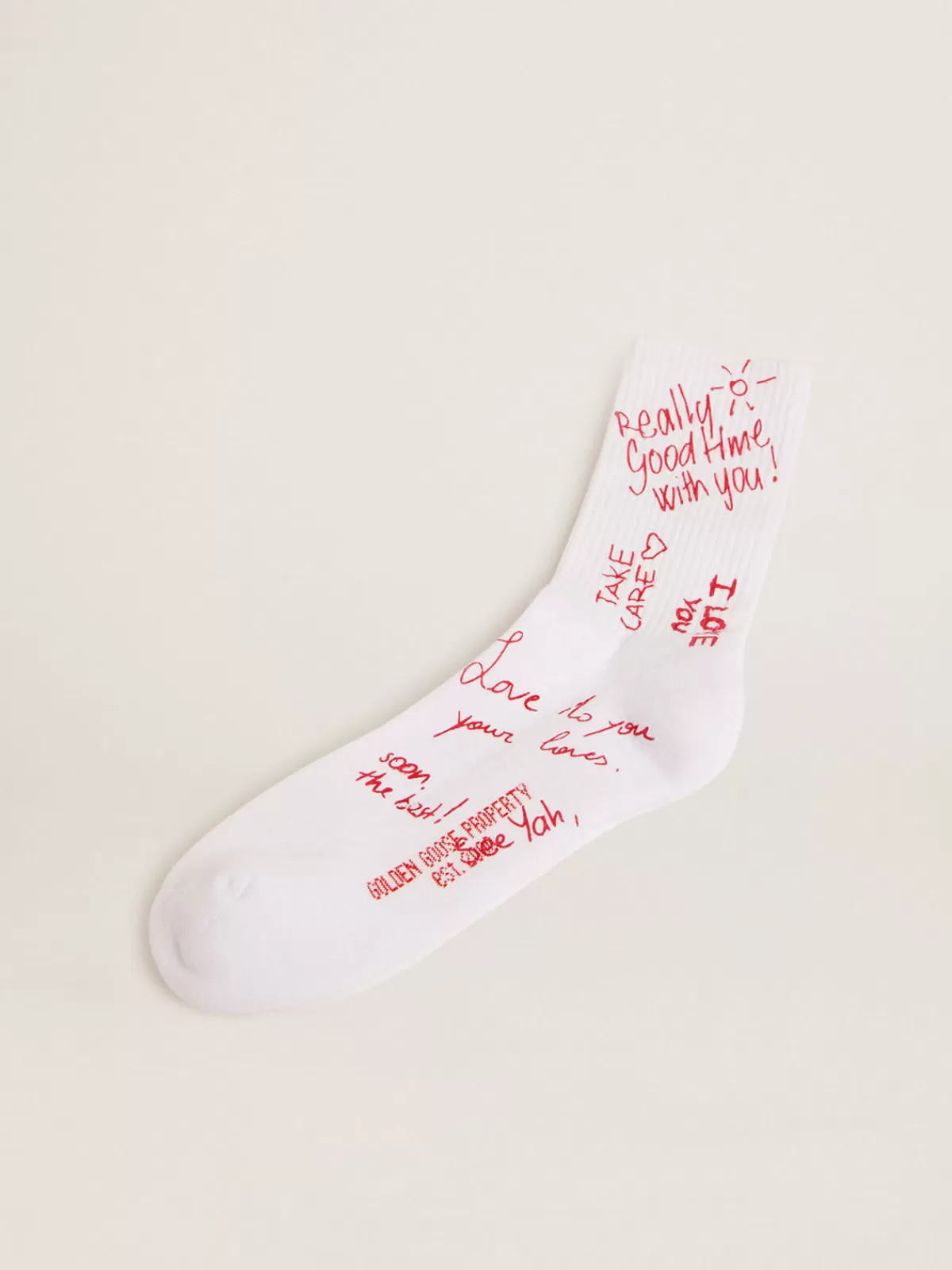 Golden Goose socks with red lettering print white Best Sale