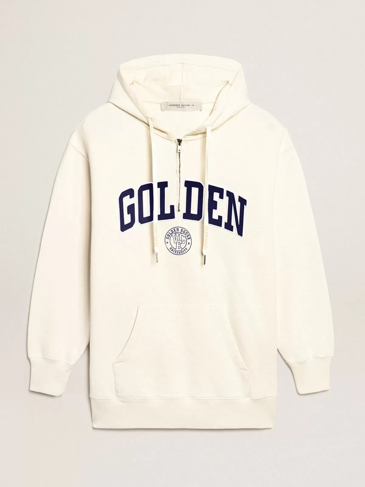 Golden Goose White sweatshirt dress with hood and Golden patch Sale