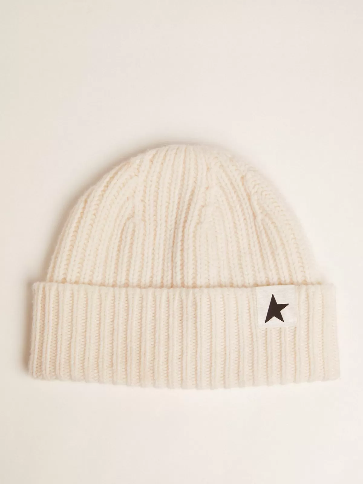 Golden Goose White wool beanie with black star opticalwhite Discount