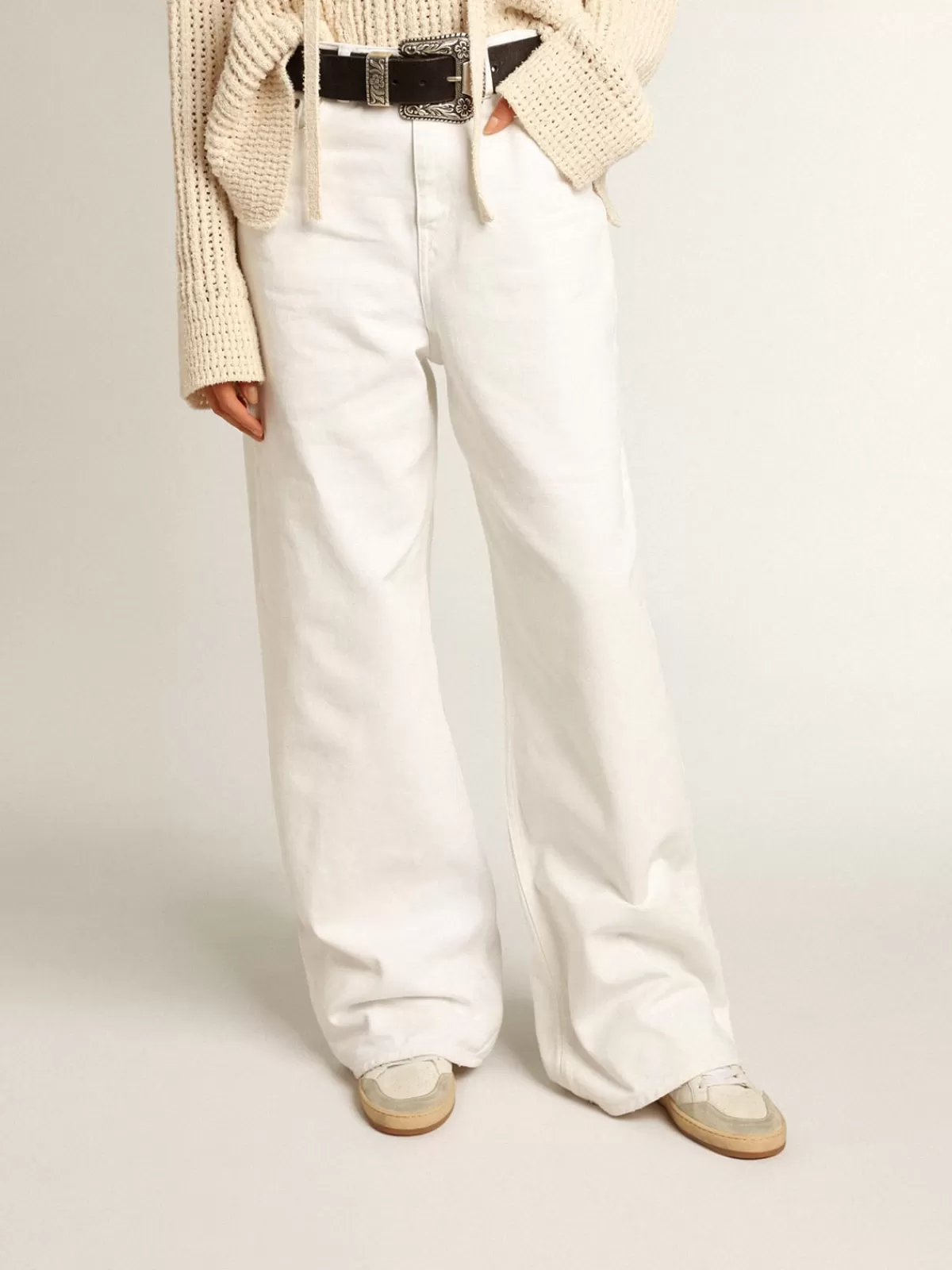 Golden Goose Wide-leg jeans in white bull denim off-white Outlet