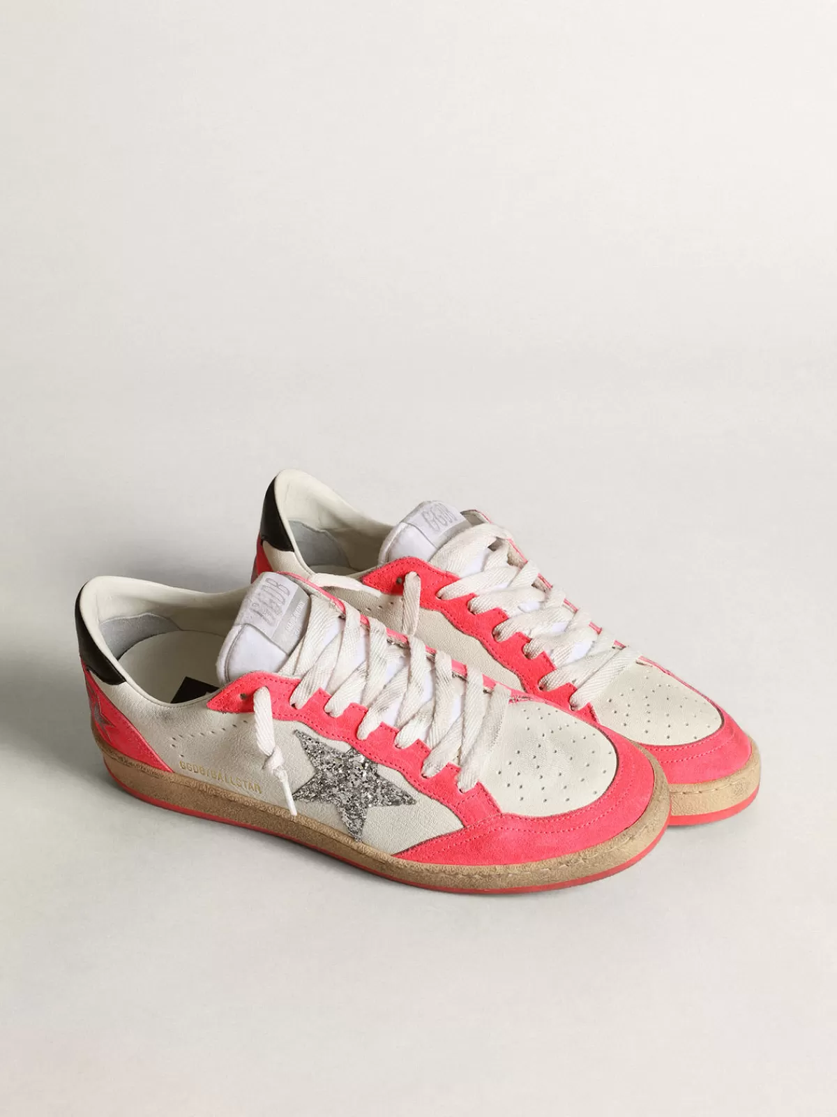 Golden Goose Women's Ball Star in white nappa with glitter star Flash Sale