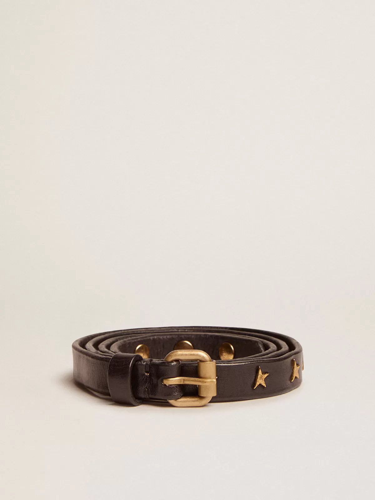 Golden Goose Women's belt in leather with star-shaped studs black Online