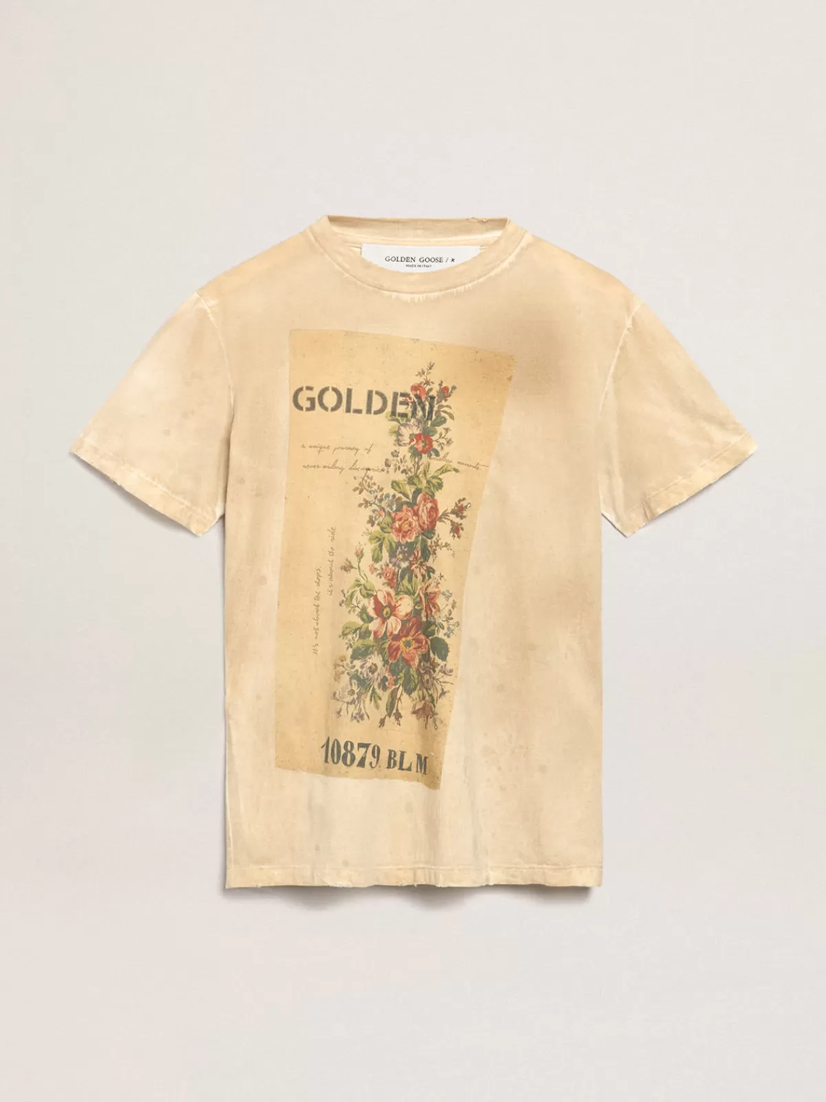 Golden Goose Women's bone white T-shirt with floral print bonewhite Outlet