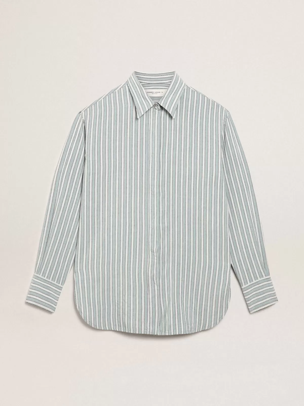 Golden Goose Women's boyfriend shirt with blue stripes Discount