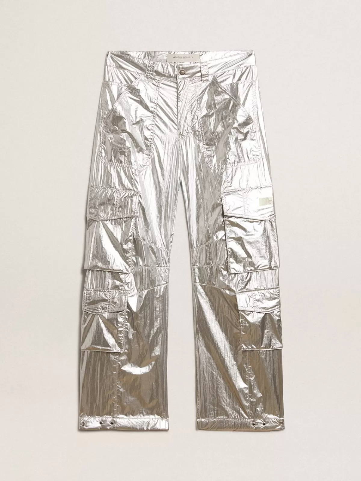 Golden Goose Women’s cargo pants in technical fabric silver Cheap