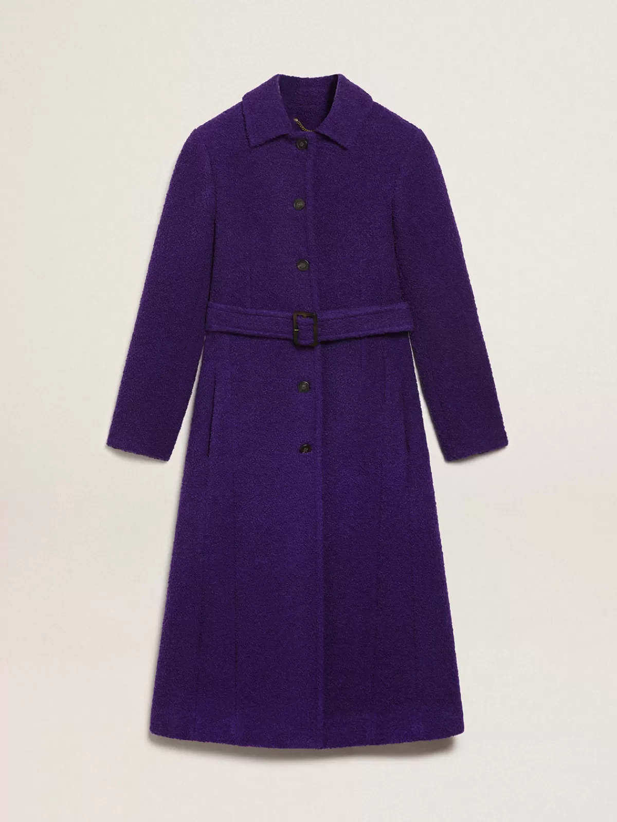 Golden Goose Women's coat in indigo purple wool with printed lining Best