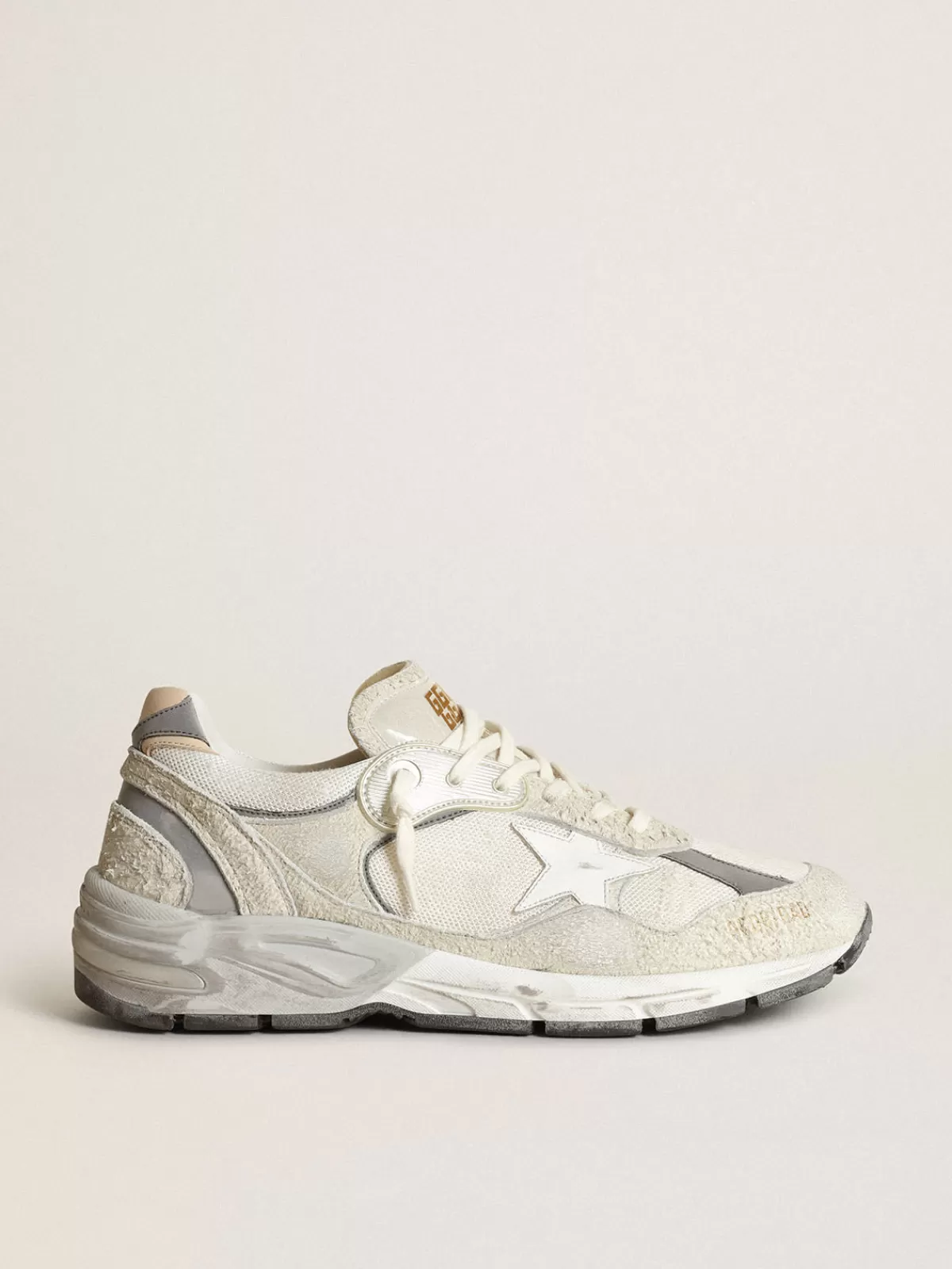 Golden Goose Women's Dad-Star in white mesh and suede aqua Best Sale