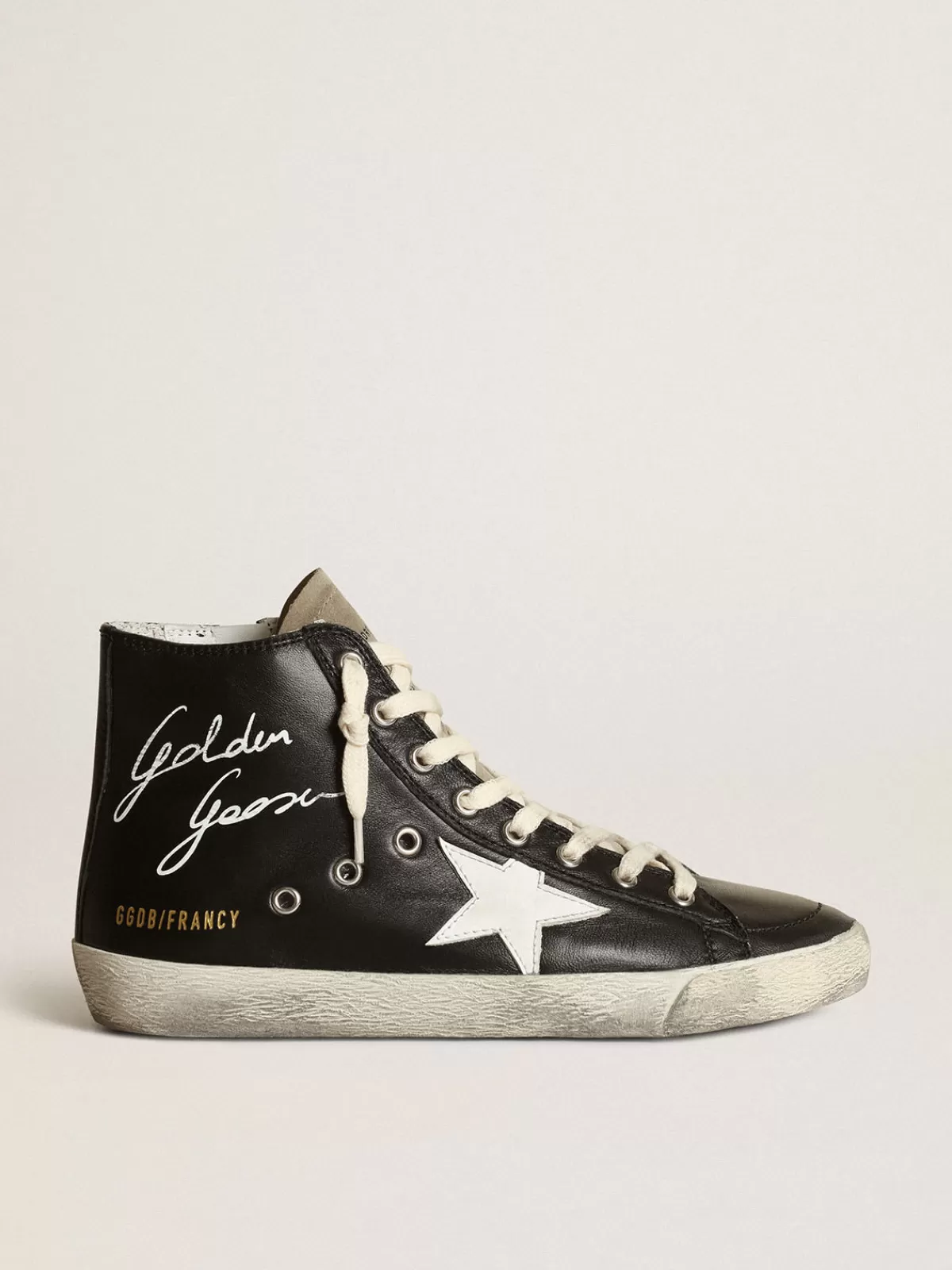 Golden Goose Women's Francy in black nappa with white leather star Cheap