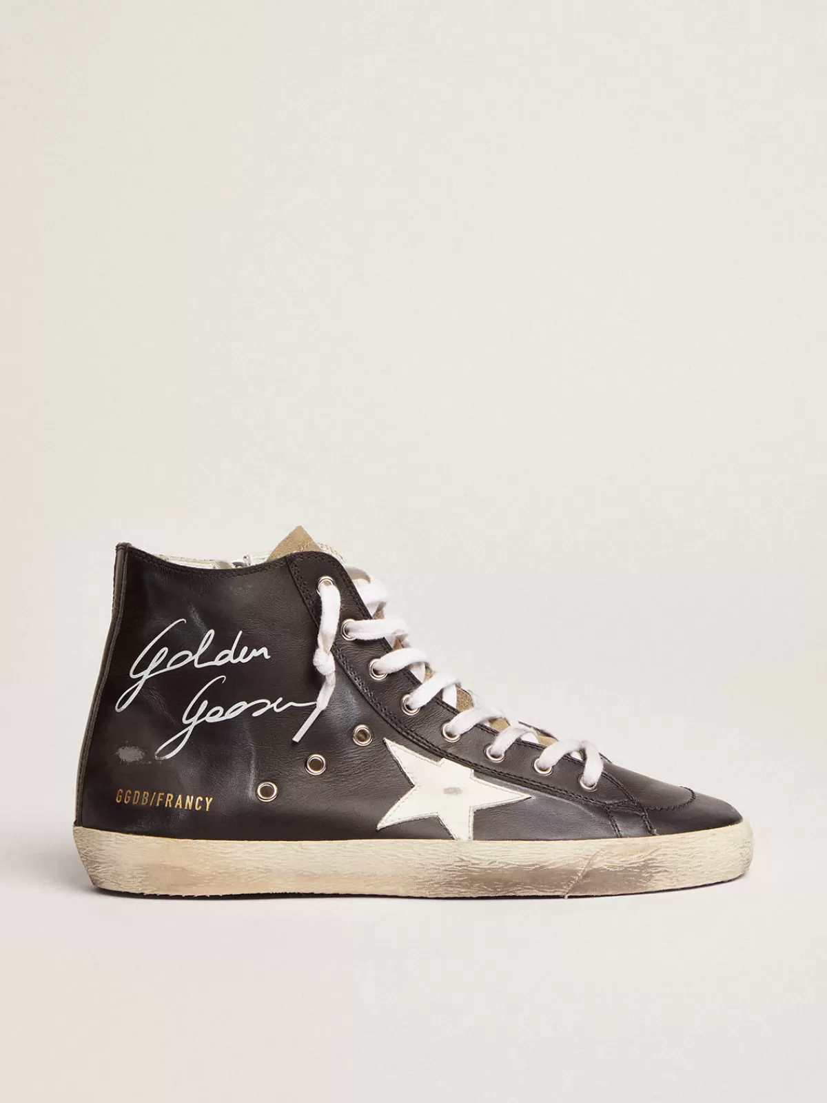 Golden Goose Women's Francy with leather upper and white star black Clearance