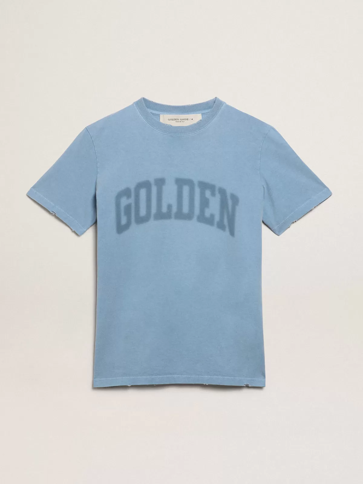 Golden Goose Women's harbor blue T-shirt with tone-on-tone Golden lettering harborblue Store