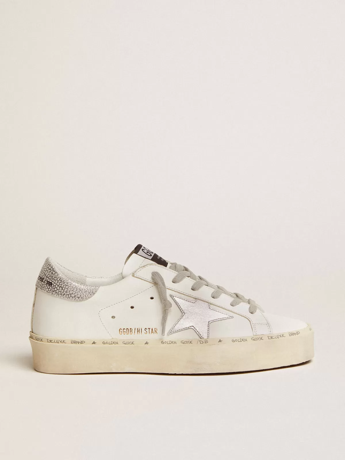 Golden Goose Women's Hi Star with star and metallic silver heel Best