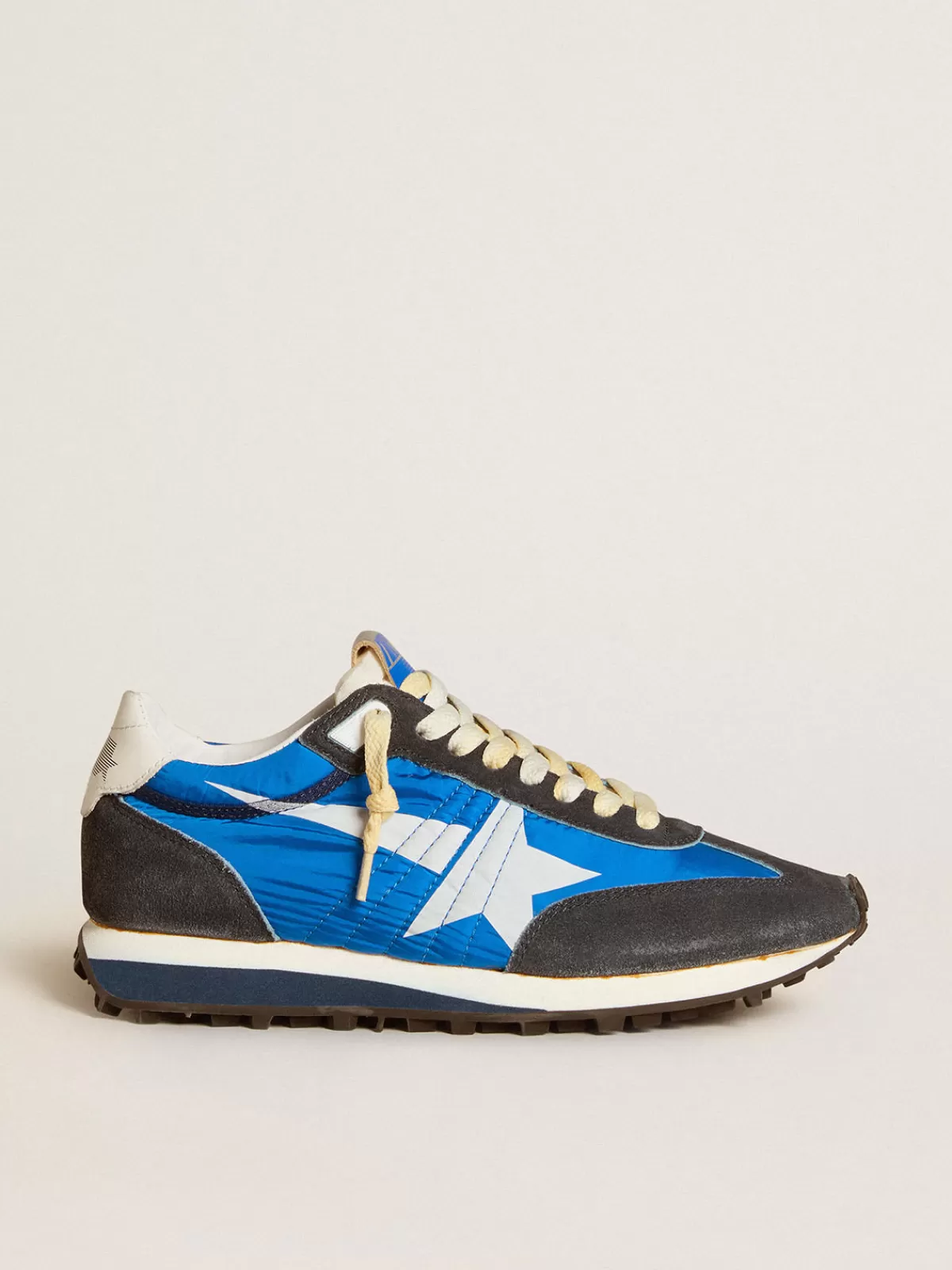 Golden Goose Women’s Marathon with blue nylon upper and white star Cheap