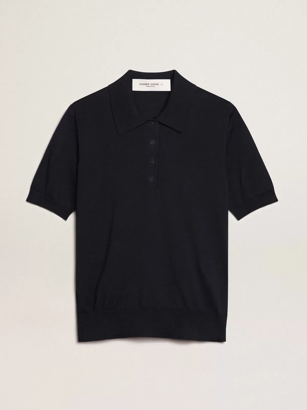 Golden Goose Women’s polo shirt in navy-blue merino wool navyblue Clearance