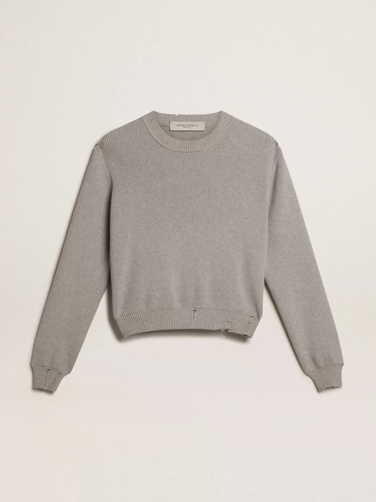 Golden Goose Women's round-neck sweater in gray cotton Online