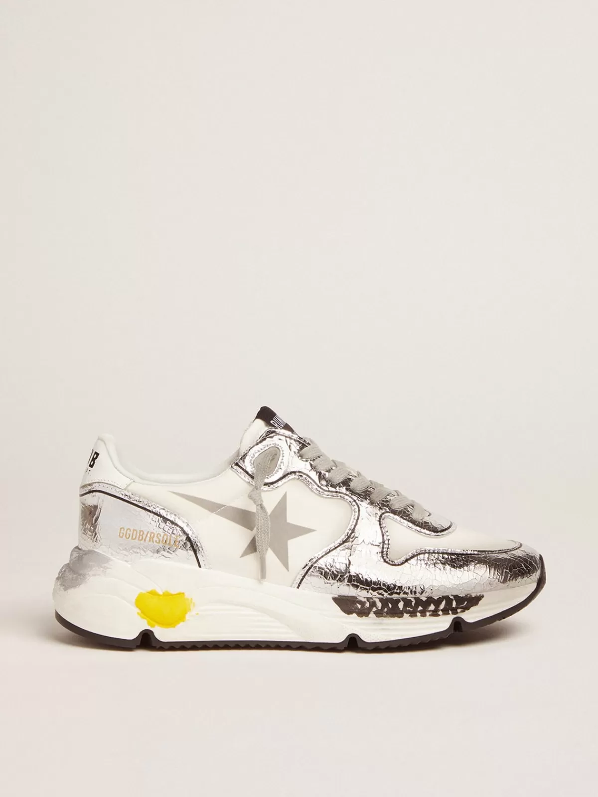 Golden Goose Women's Running Sole silver and white Flash Sale