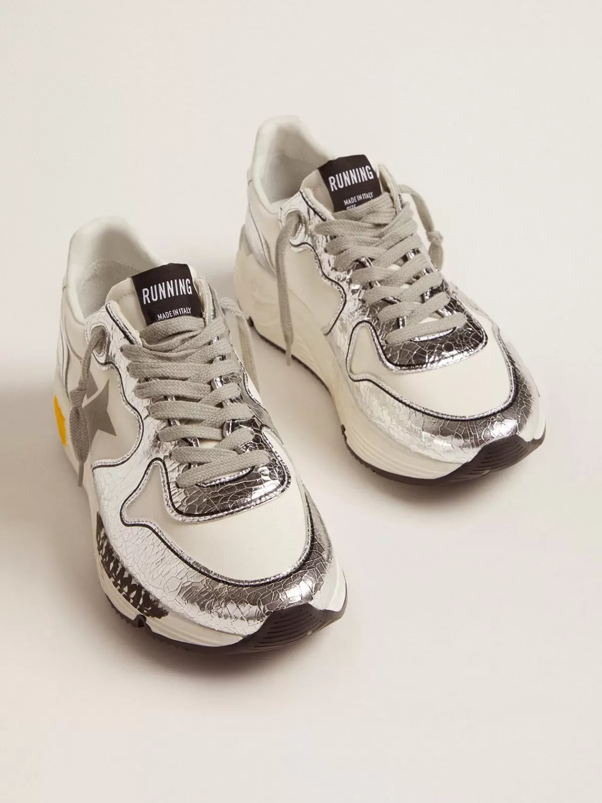 Golden Goose Women's Running Sole silver and white Flash Sale