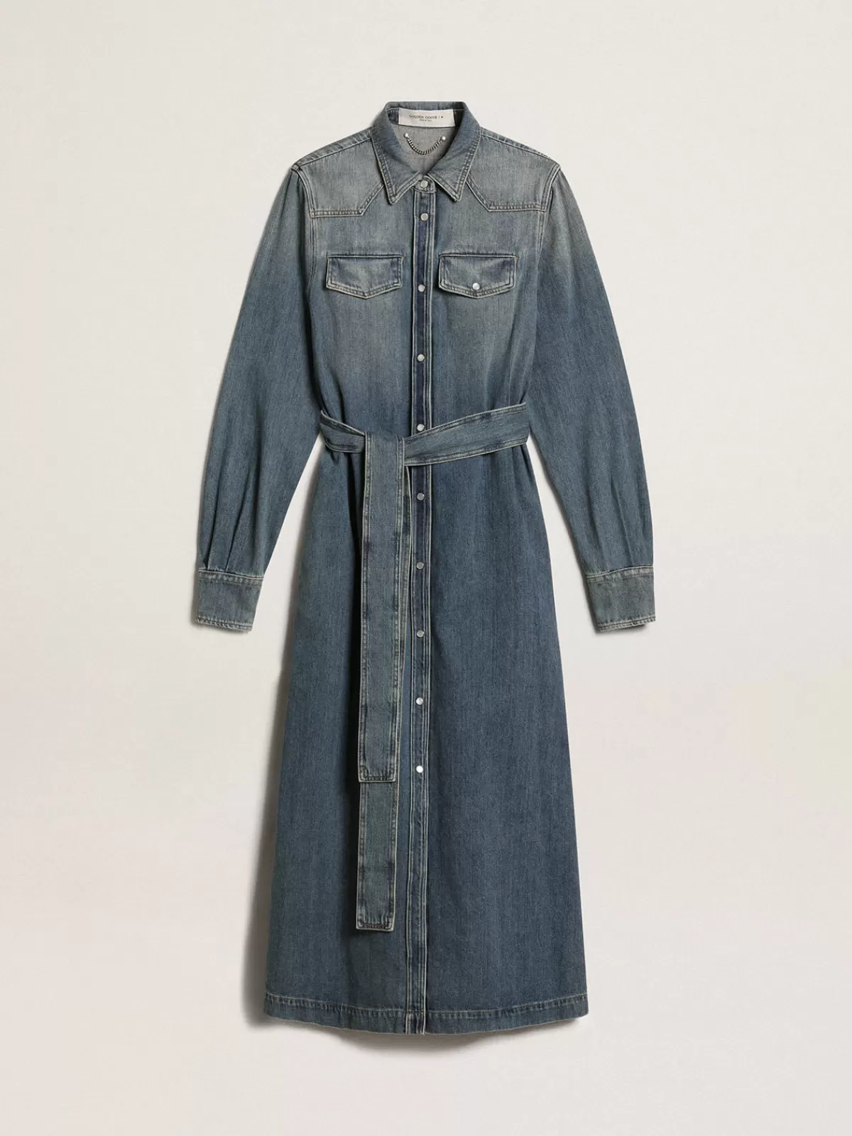 Golden Goose Women's shirt dress in denim with belt blue Outlet